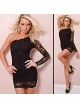 Catch-Fashion-One-Sleeve-Mini-dress-with-Lace-Black